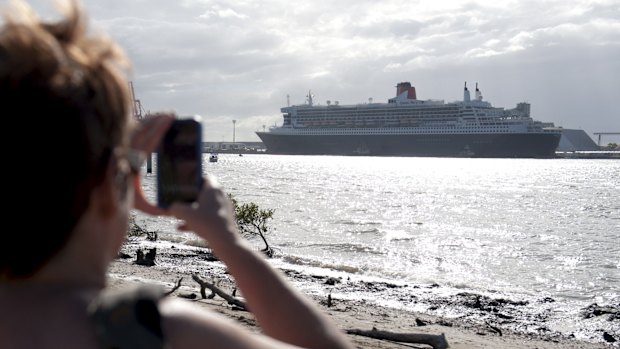 The Queen Mary 2 had to dock at Fisherman Islands' container yards when it came to Brisbane in 2012.