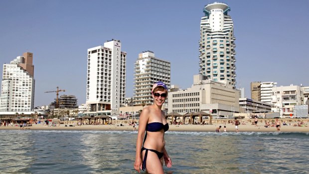 At the beach in Tel Aviv.