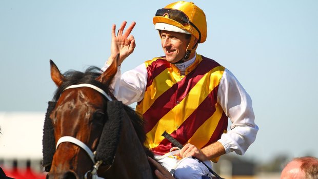 Class act: Hugh Bowman returns on Preferment after winning the Turnbull Stakes at Flemington on Sunday.