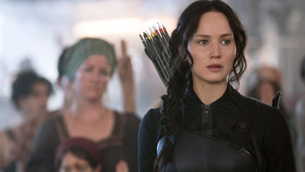 Jennifer Lawrence AS Katniss Everdeen in a scene from The Hunger Games: Mockingjay Part 1.