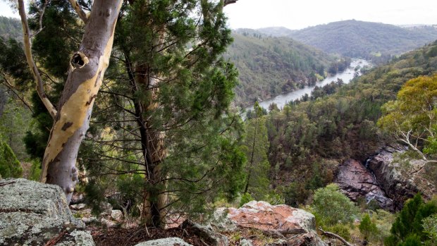 View from the lower falls where the Ginninderra Creek meets the Murrumbidgee River.