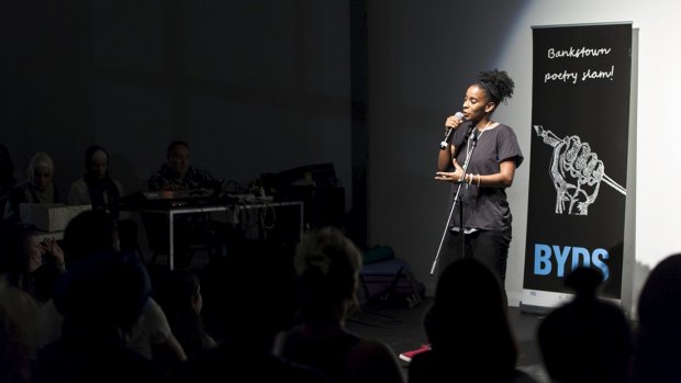 Ana Paz performing at a recent Bankstown Poetry Slam. The event is run by Bankstown Youth Development Service, who have received funding as part of the NSW Government's community cohesion package.