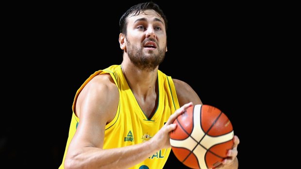 Andrew Bogut in action for the Boomers.