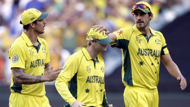Mitchell Starc (right) says the senior Australian players , including Mitchell Johnson (left) still have plenty to give.
