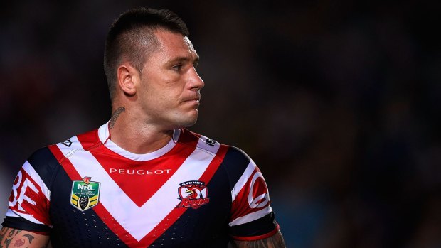 Charged:  Shaun Kenny-Dowall of the Sydney Roosters.