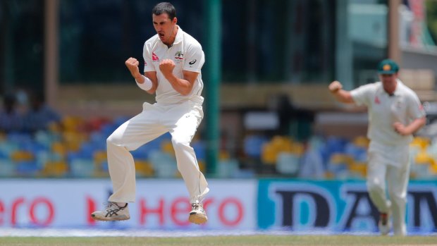 Mitchell Starc celebrates a wicket during the third Test.