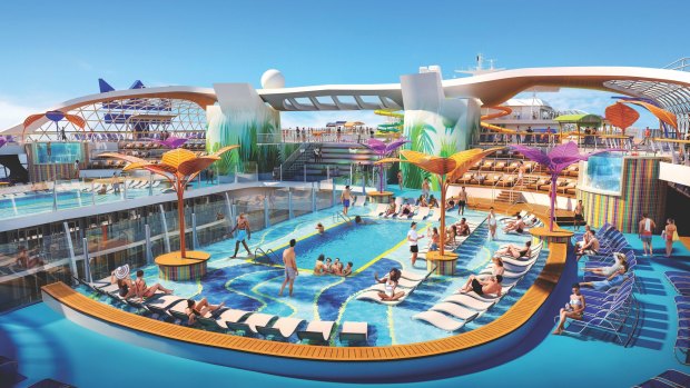The ship's pool deck experience with offer 'Caribbean vibes' according to the cruise line.