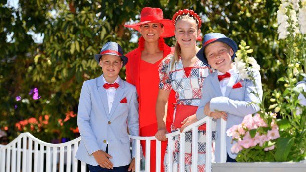 Stakes Day fashion on the field family winners - Annalese Palmer, Poppy, 12 Finn, 11 and Oscar 9.
