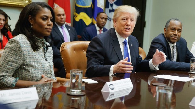 Omarosa Manigault Newman, pictured with President Donald Trump during a meeting on African American History Month, had an ill-defined role and grated on many White House officials.