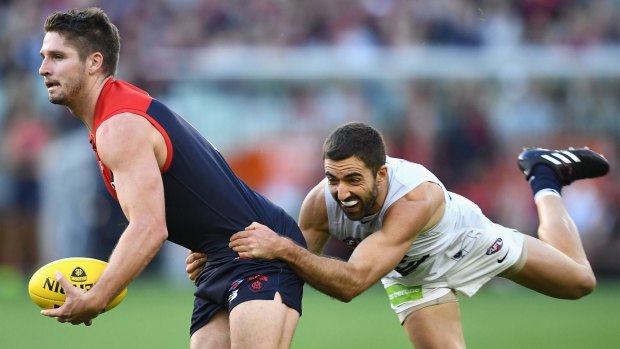 Jesse Hogan in action against Carlton in round two.