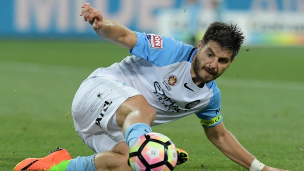 Skipper Bruno Fornaroli was stretchered off with an ankle injury in Melbourne City's FFA Cup match against Hakoah Sydney on Tuesday night.