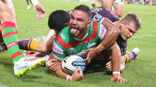 Dylan Walker scores for the Rabbitohs.