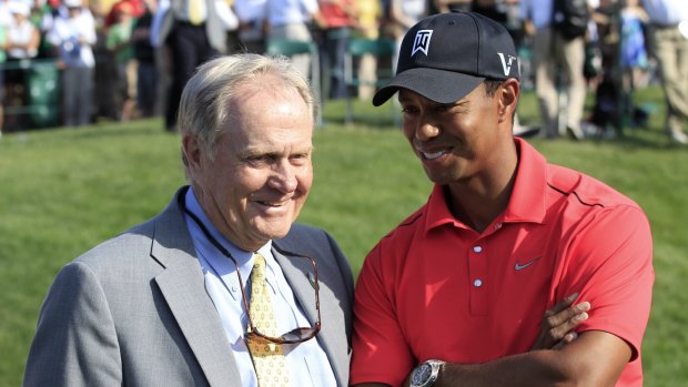 Bear and cub: Jack Nicklaus and Tiger Woods in 2012.
