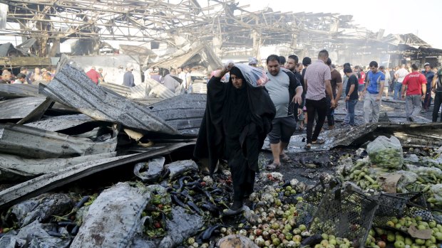 The bomber struck one of the biggest wholesale markets in Baghdad.
