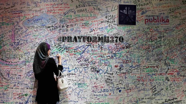 A message board in memory of passengers on board MH370  in Malaysia.