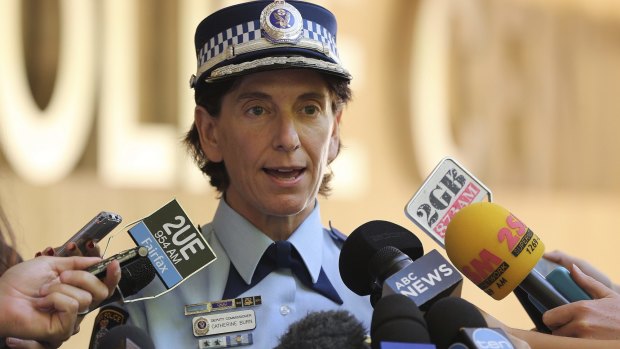 NSW Deputy Police Commissioner Catherine Burn addresses the media on Monday afternoon.