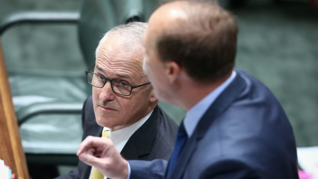Prime Minister Malcolm Turnbull and Immigration Minister Peter Dutton during question time.  