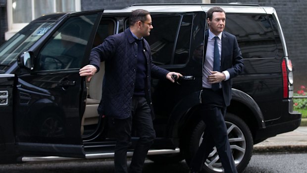 Chancellor of the Exchequer George Osborne arrives for the cabinet meeting.