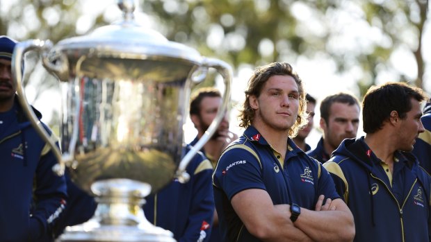 Eyes on the prize: Michael Hooper would love to get his hands on the Bledisloe Cup.