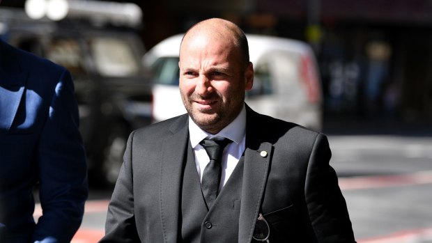 George Calombaris arrives at the Downing Centre Local Court on Friday