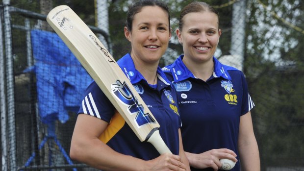 Canberra's cricket fans will have just one home match to watch the ACT Meteors and their New Zealand imports Sara McGlashan, left, and Lea Tahuhu.