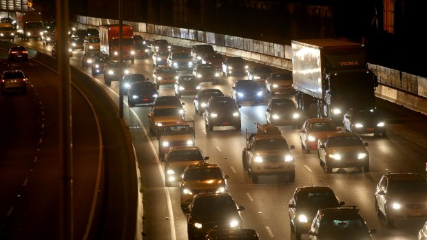 Traffic on the Calder Freeway on Tuesday night.