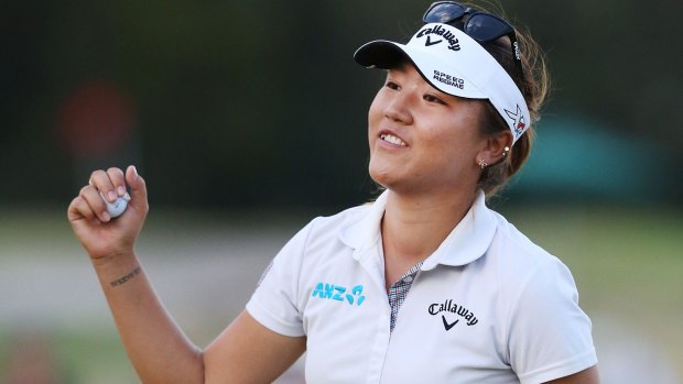 Sweet success: Lydia Ko celebrates her win in the Australian Open at Royal Melbourne.