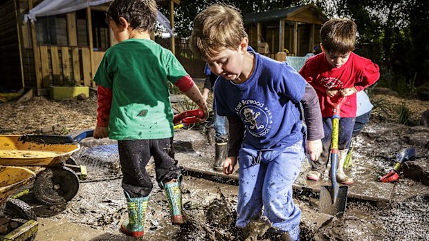 Fun in the mud at East Burwood Preschool.