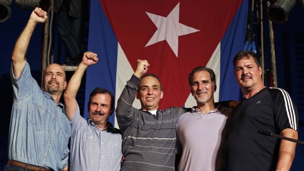 Repatriated: The so-called "Cuban Five", jailed for spying in the United States but returned to Cuba as part of the rapprochement between Havana and Washington.  