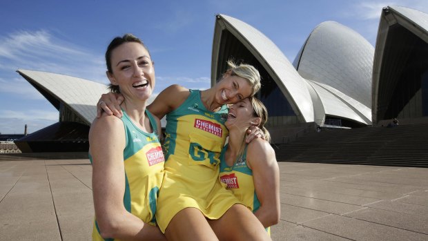 The three Queensland Firebirds who will represent the Diamonds at this week's World Cup.