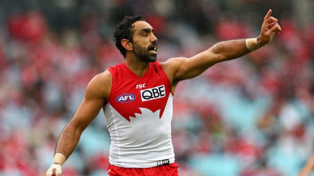 Uncertain future: Adam Goodes of the Swans.