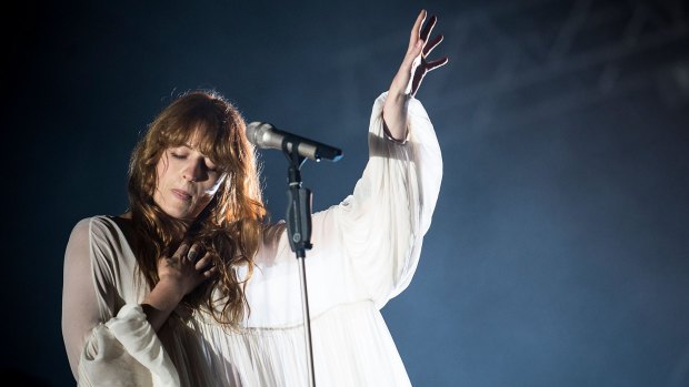 Florence + The Machine during an earlier concert of their 2015 Australian tour.