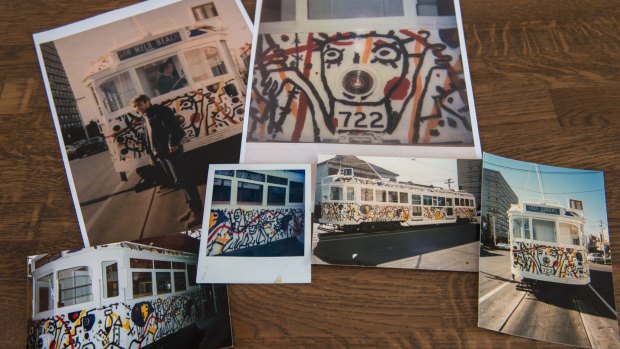 Momentoes and photographs of David Larwill's art tram.