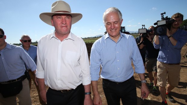 Prime Minister Malcolm Turnbull and Deputy Prime Minister Barnaby Joyce visited a sweet potato farm with in Rockhampton on Thursday.