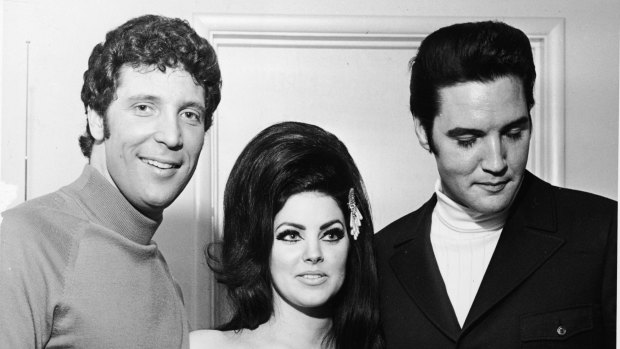Tom Jones, left, with Elvis Presley and his wife Priscilla in Las Vegas in 1971. 