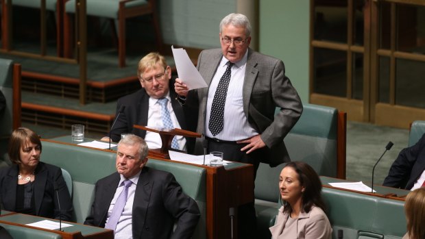 Former Labor MP Steve Gibbons delivers his valedictory address in Parliament House in 2013.