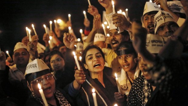 Protest after the rape of a a women in New Delhi in 2014.