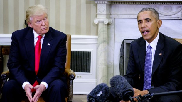 US President-elect Donald Trump visits US President Barack Obama in the Oval Office of the White House last week.