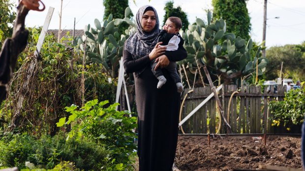 Manaya Chaouk in the vegetable garden of her family home where she grew up.