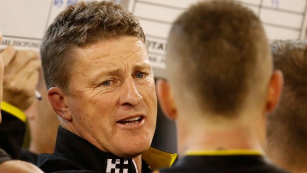 Hard times: Damien Hardwick had flashbacks to the Tigers' previous heartbreaking losses.