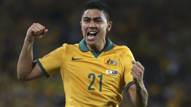 Australia's Massimo Luongo celebrates after scoring his side's first goal.