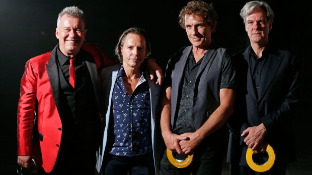Jimmy Barnes, Phil Small, Ian Moss and Don Walker of Cold Chisel pose after Winning The Ted Albert Award for Outstanding Services to Australian Music award.