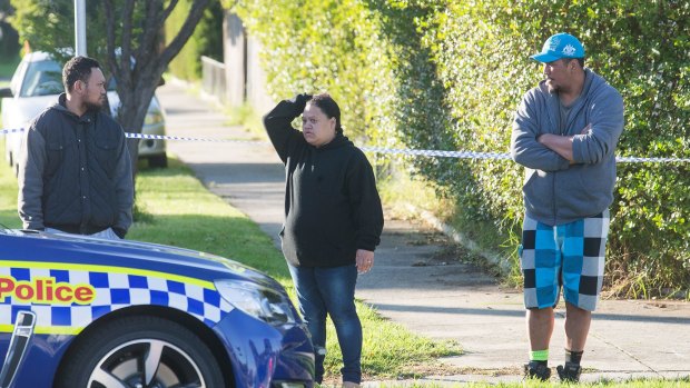 Residents on Waratah Street, Doveton, after the siege.