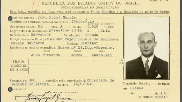 A visa for Juan Pujol Garcia, code-named "Garbo".
