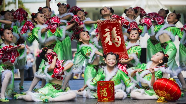 The Golden Sail Dance Company dancers of Beijing at the National Multicultural Festival Friday afternoon.