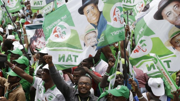 Supporters of Nigerian President Goodluck Jonathan at a campaign rally in Lagos this week.
