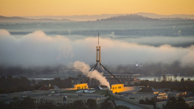 Dylan Valentine's shot of fog over Parliament House.