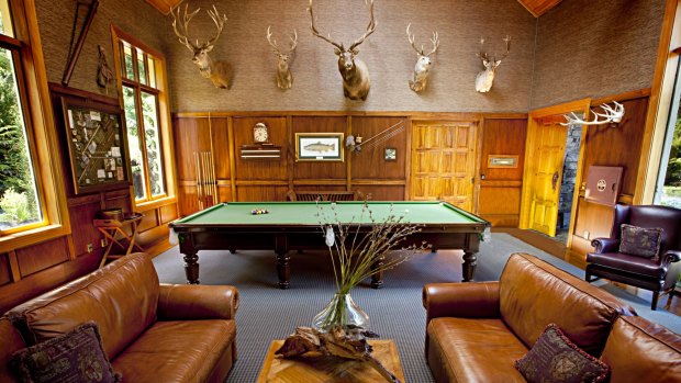 Treetops Lodge's well-appointed billards room.
