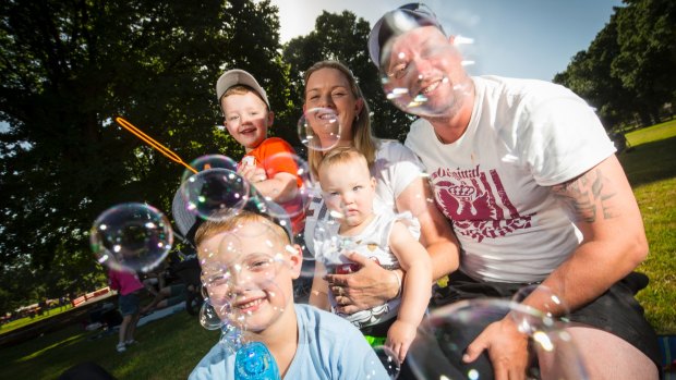 The Brown family celebrate New Year's Eve at Yarra Park.