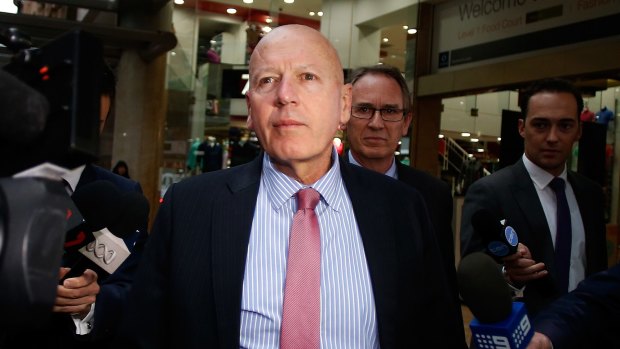 On his way: Chris Hartcher leaves the ICAC after giving evidence in September. Mr Hatcher made his farewell speech to the NSW Parliament on Thursday. 